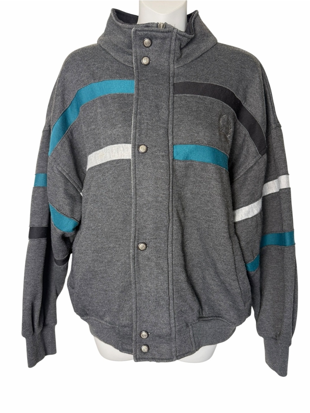 Christian Dior Vintage Jacket Monsieur Track Full Zip Grey retro stripes large